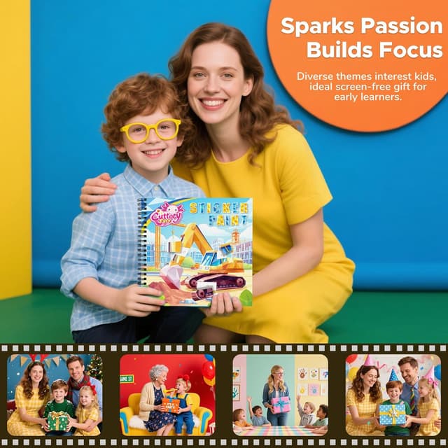 Detalle de Kinder Stickerbuch mit Geschichten, 4 Stück