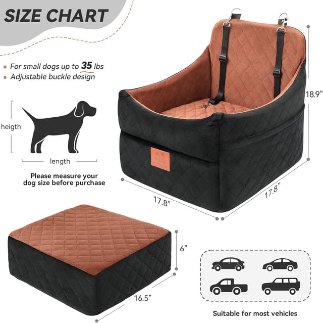 Detalle de Dog Car Seat for Small/Medium Dogs 35 lbs