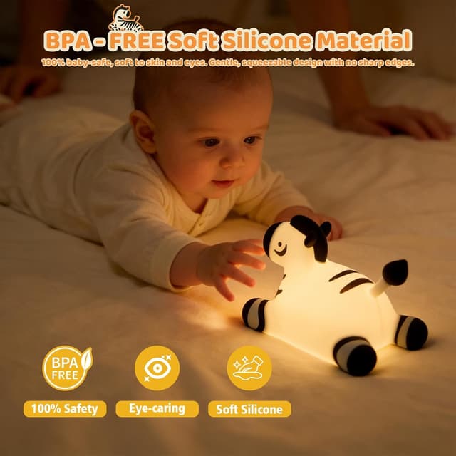 Detalle 2 de Gemmac USB-Nachtlicht aus Silikon „Kawaii“ mit Touch, dimmbar und Timer (wiederaufladbar, 7 Farben)