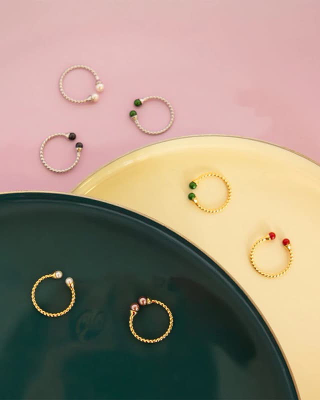 Thumbnail 1 de Majorica anillo dorado dos perlas 💍