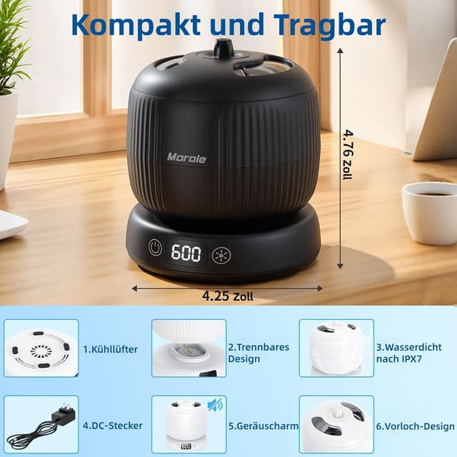 Thumbnail 6 de Morole Ultraschallreinigungsgerät (45.000 Hz) 200 ml mit UV-Lampe – für Zahnschienen, Retainer, Aligner, Prothesen, Zahnbürsten & Schmuck
