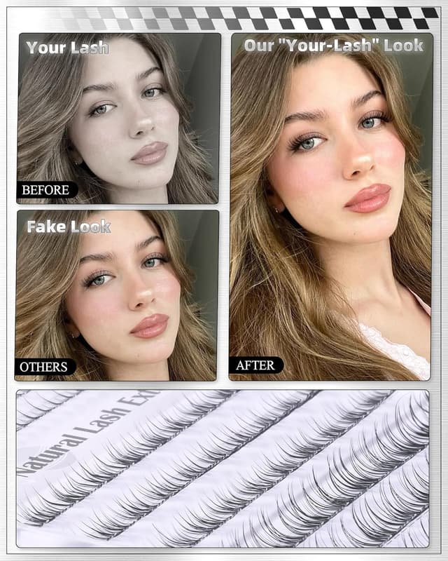 Detalle de ALICE Short Lash Clusters Kit (8mm–10mm–12mm) with Clear Band, Bond & Seal for DIY Wispy Lash Extensions