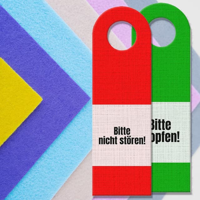 Detalle 2 de Bitte klopfen Türhänger Grün/Rot 8x27 cm