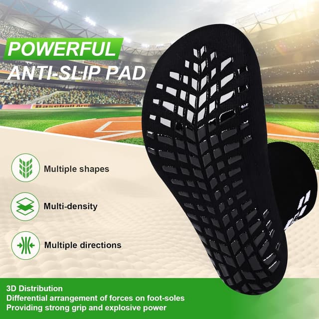 Detalle de Gogogoal 4-Pairs non-slip football socks (cushioned, breathable) – men and women sports & training crew socks