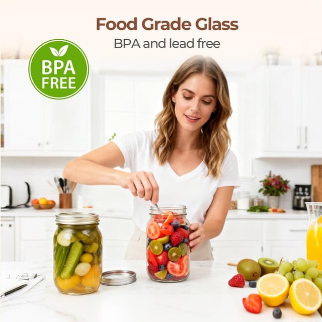 Thumbnail 6 de ComSaf Wide Mouth Mason Jars 32 oz glass jars 🫙