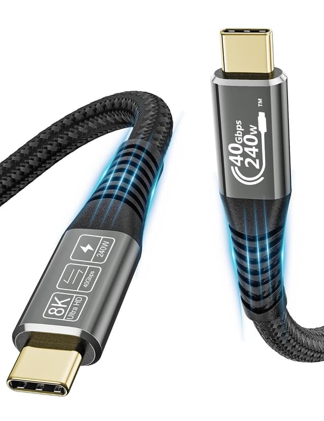 Detalle de CAKOBLE USB-C auf USB-C Kabel (USB4/Thunderbolt 4), 0,5 m – bis 40 Gbps, 8K@60 Hz, bis 240 W (48V/5A)