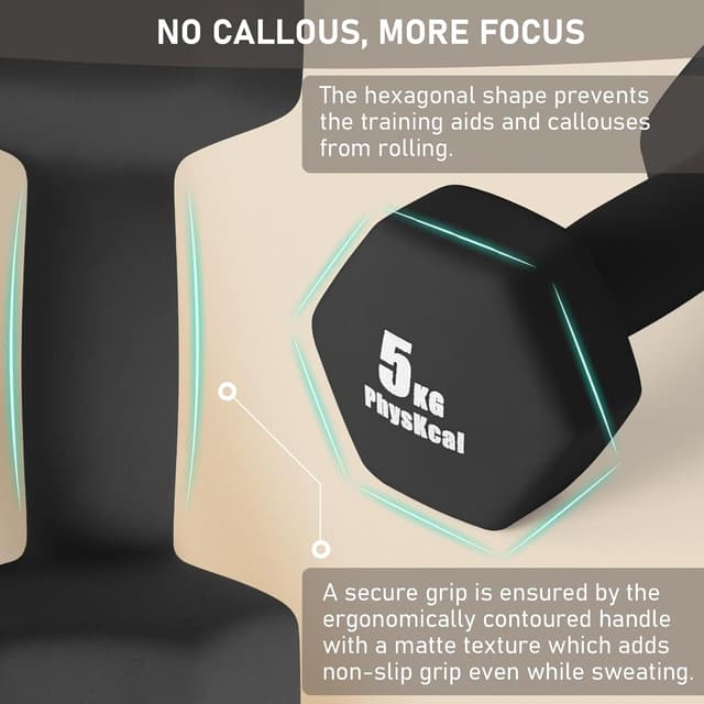 Detalle de PhysKcal Kurzhantel-Set (18 kg) inkl. Aufbewahrungsständer für Heimtraining