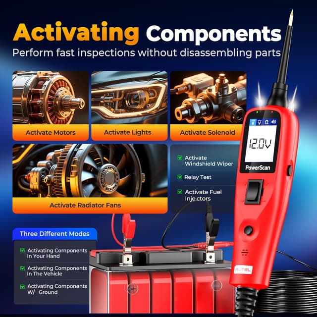 Detalle 2 de Autel PowerScan PS100 Automotive Circuit Tester 2.0 (12-24V) with 20ft Extension Cord