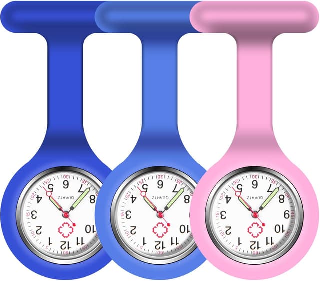 Detalle de Vicloon Krankenschwester-Uhren (3er-Set) mit Clip, Silikonhülle und Glow-Pointer – für Pflegepersonal & Ärzte
