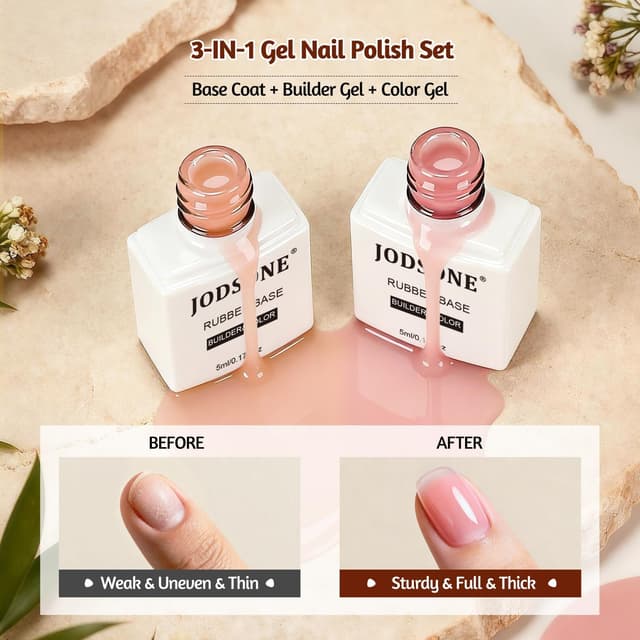 Detalle de JODSONE Set 10 colori Gel Base 3 in 1 con Top Coat: kit nail art jelly per manicure fai da te
