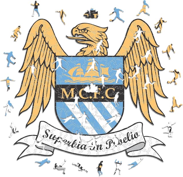 Detalle de Iconic Puzzles Manchester City Retro Logo, puzzle di legno sostenibile taglia S (150 pezzi)