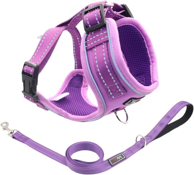 Detalle de THAIN Reflective Dog Harness & Leash Set (No-Pull, Adjustable) – Solid Purple, Size S