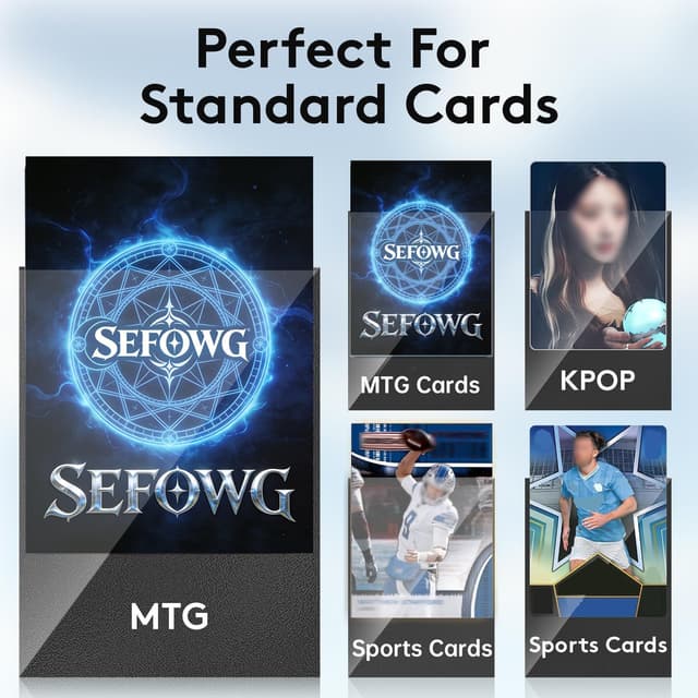 Detalle 2 de SEFOWG 1200-Count Black Card Sleeves for MTG/TCG (Matte, Double-Sided Protectors)