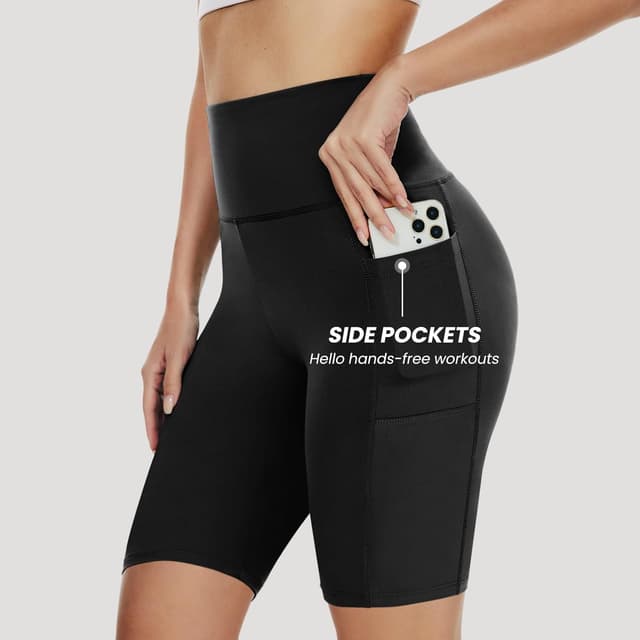 Detalle 2 de Yolix 3-Pack Women’s 8" Biker Shorts (High Waisted, Tummy Control) – Black