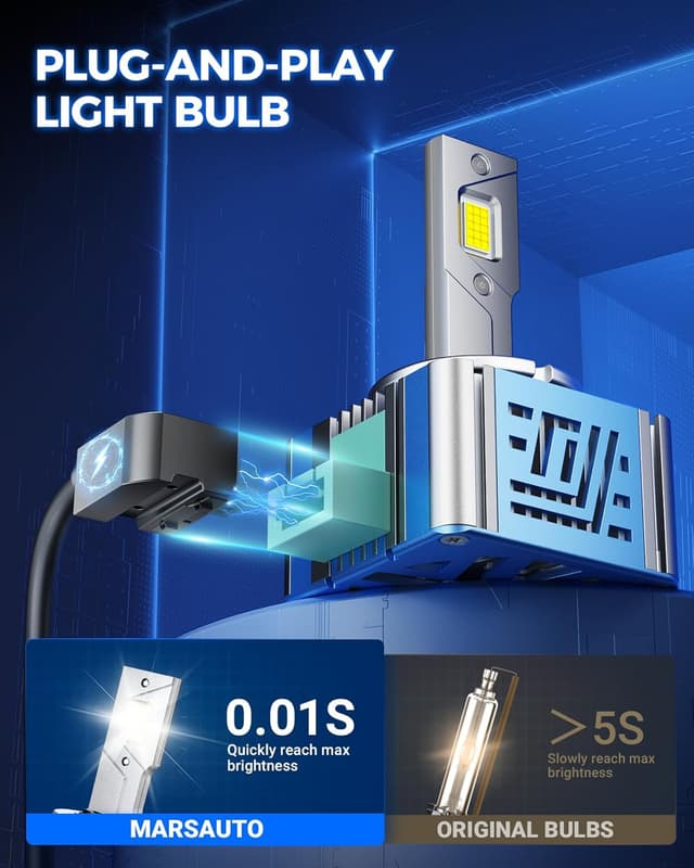Detalle de Marsauto D3S HID Xenon Bulbs (6500K White) — Plug-and-Play Fog Light Bulb, IP68 (Pack of 2)
