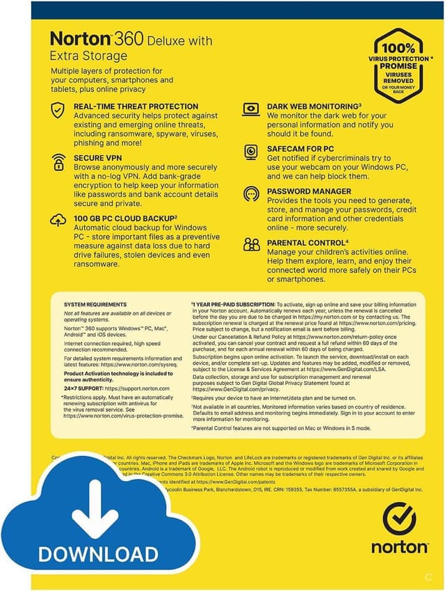 Thumbnail 1 de Norton 360 Deluxe 50 GB cloud backup