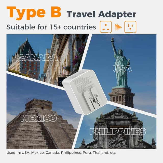 Detalle 2 de TESSAN UK to US Plug Adaptor 2 Pack 20W
