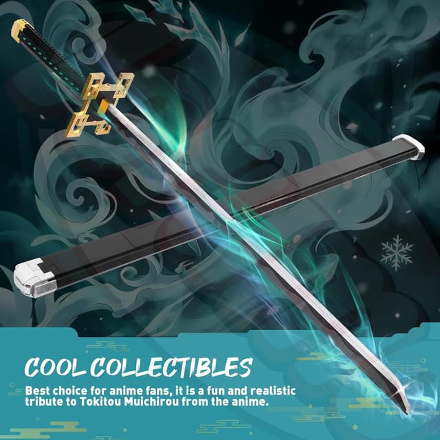 Detalle 2 de Jorumo Swords Building Sets: 40in Tokitou Muichirou Sword (771-Piece Anime Katana Set with Scabbard & Stand)
