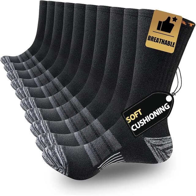 Imagen de JOYNÉE 5/10 Pairs Men’s Lightweight Athletic Crew Cushioned Work Boot Socks en OfertitasTOP