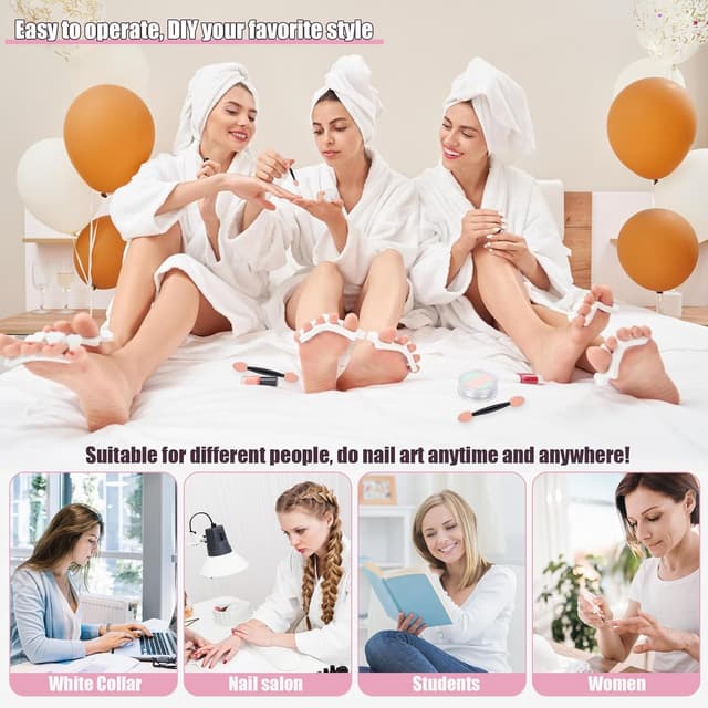 Detalle de Artdone 8 Jars Chrome Nail Powder Magic White Pearl Kit (Mirror & Holographic Effects)