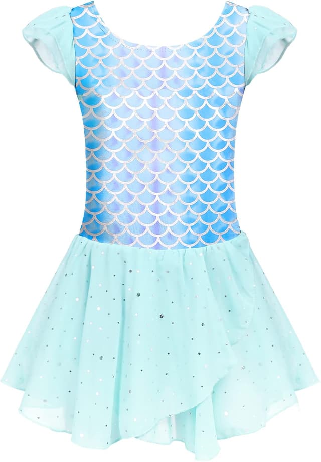 Detalle de Arshiner Girls Ruffle Sleeve Ballet Dance Dress Leotard with Tutu Skirt