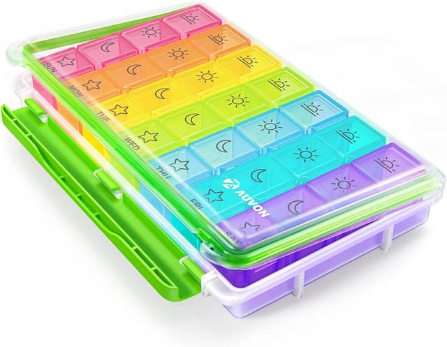 Imagen de AUVON 28‑compartment weekly pill organiser for 7 days 💊 en OfertitasTOP