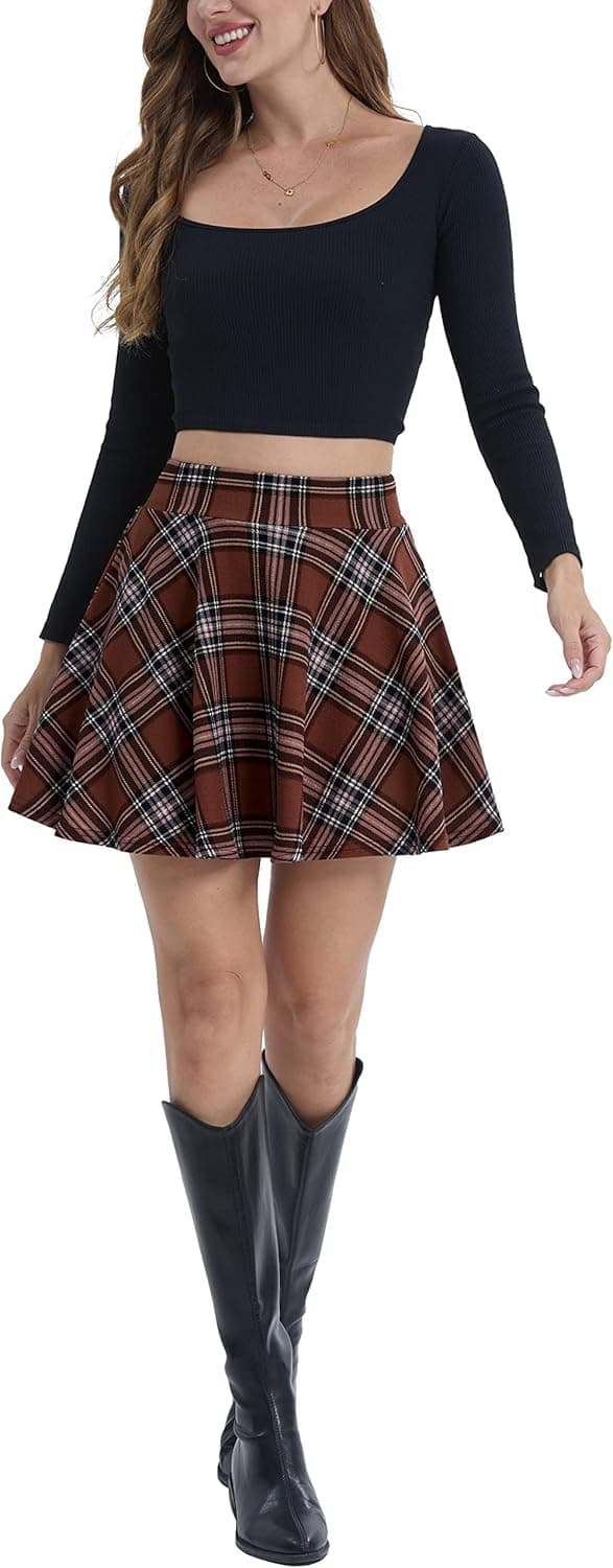 Detalle de DJT Mädchen Basic Mini-Skater-Rock mit integrierten Shorts und elastischem Bund