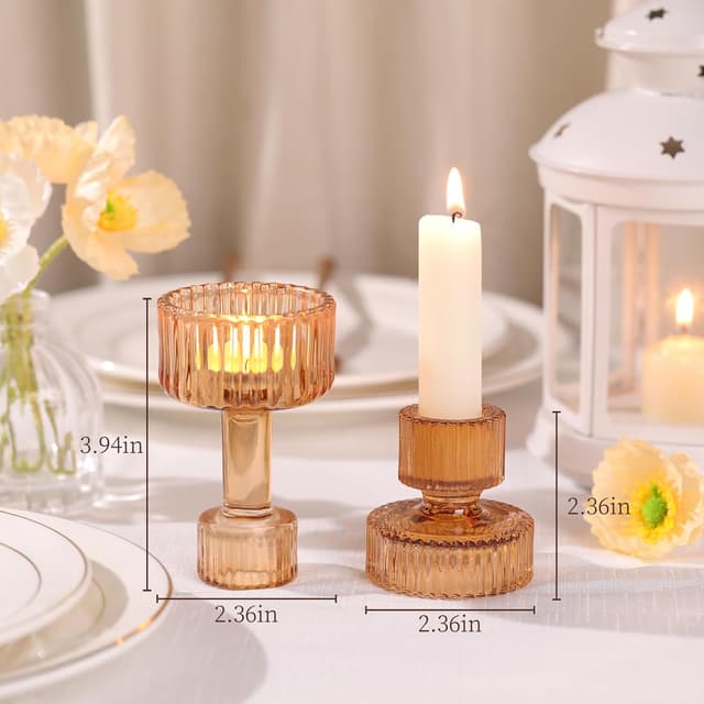 Thumbnail 1 de Candlestick Holders Bulk 6-Piece Green Crystal Set 🕯