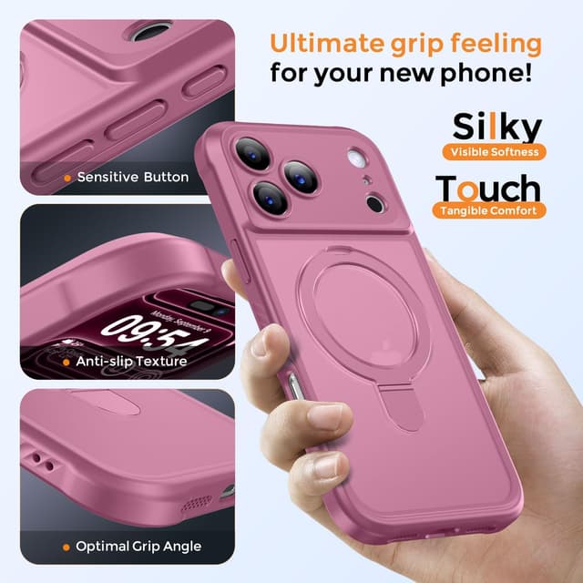 Detalle 2 de MOCCA Design for iPhone 17 Pro Case with MagSafe, Invisible Magnetic Ring Stand & Military Drop Protection (Lavender Purple)