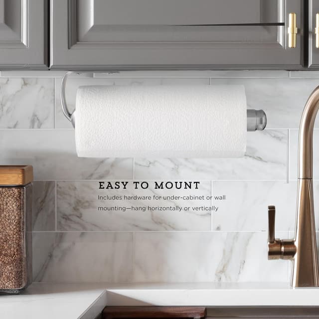 Detalle 2 de Kamenstein Perfect Tear Wall Mount Paper Towel Holder (14-Inch), Brushed Silver Metal Finish