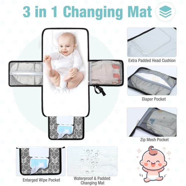 Detalle 2 de Wickelunterlage 63 × 35 cm, tragbar grau