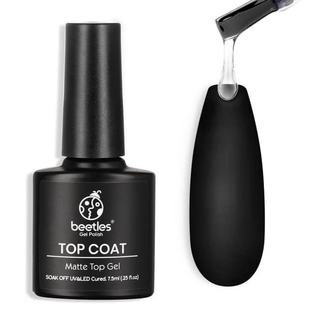 Detalle de Beetles Matt Top Coat UV-Gel (7,5 ml) – Matter, transparenter Finish für langanhaltendes Nageldesign