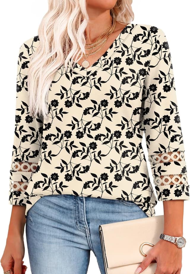 Detalle 2 de Womens 3/4 sleeve V neck blouse