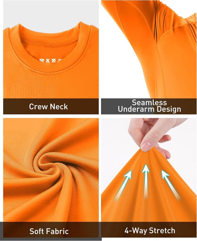 Detalle de Roadbox Men’s Compression Base Layer Long Sleeve Shirt – quick-dry performance top for running & gym