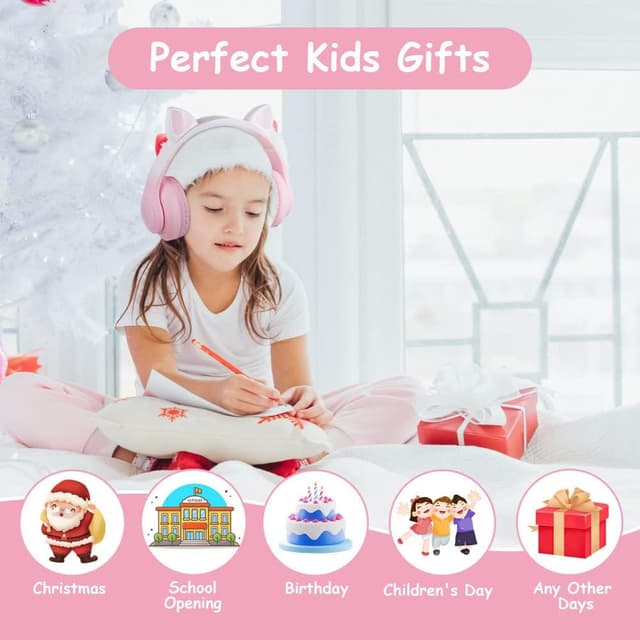 Detalle 2 de Kinder Bluetooth Kopfhörer 105 dB Katzenohren