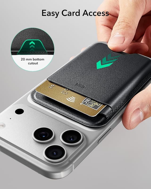 Detalle 2 de ESR for MagSafe Wallet 5-Card Holder with RFID Blocking (MagSafe sticker included) – Slim Magnetic Wallet for iPhone 17e/17/16/15/14/13/12, Black