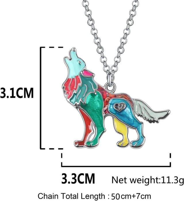 Thumbnail 5 de Enamel Alloy Wolf Necklace pendant jewellery 🧿