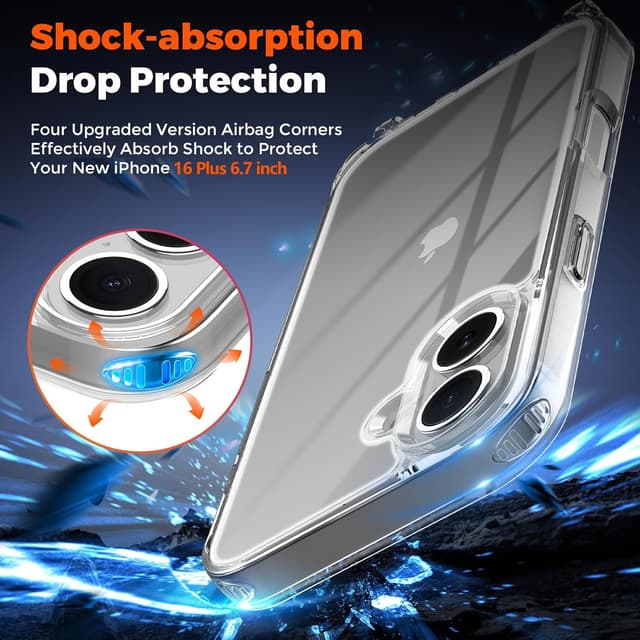 Detalle de OLEPHY Handykette für iPhone 16 Plus: transparente Stoßschutz-Hülle mit verstellbarem Umhängeband (6,7 Zoll) – Yellow