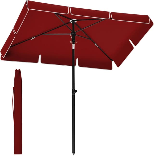Detalle de Parasol rectangulaire SONGMICS 200 x 125 cm, UPF 50+ inclinable et hauteur réglable (sans base) avec sac de transport