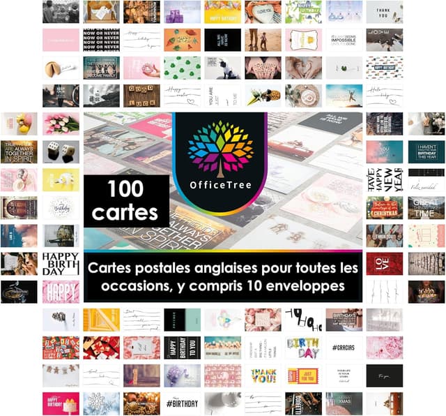 Detalle de OfficeTree Lot de 100 cartes A6 avec 10 enveloppes ✉