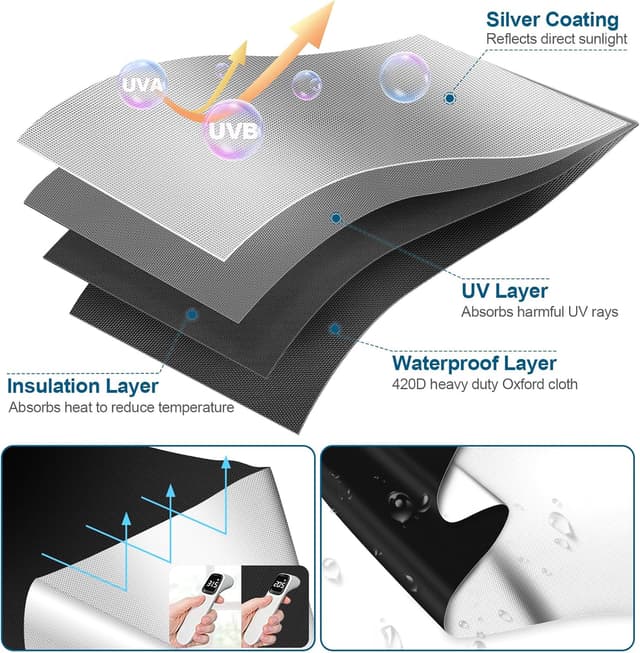 Detalle 2 de Portable DIY 100% Blackout Curtains (No-Drill Window Shades) for Bedroom, Travel & Dorm Rooms, 118" x 57