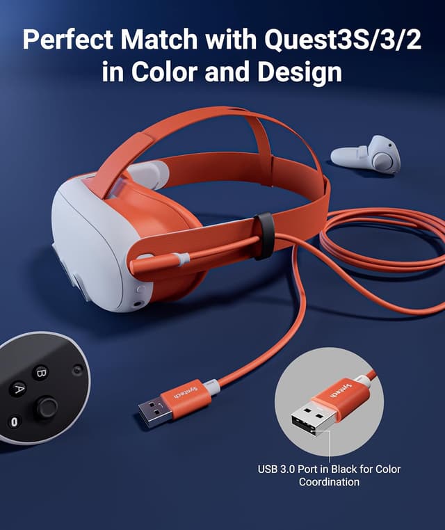 Detalle de Syntech Cavo Link 5 m USB 3.0 (USB-A a USB-C) per Meta Quest 3/Quest 2/Quest Pro, Pico 4 e PC Steam VR