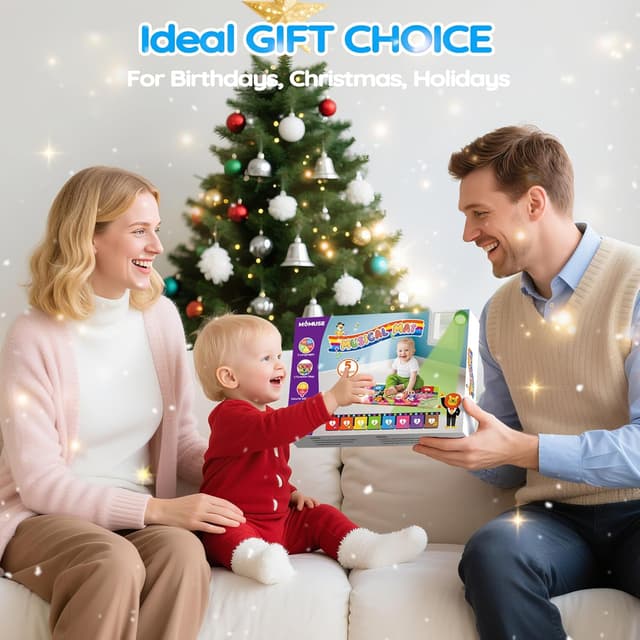 Detalle de MOMUSE 5-Language Piano Music Mat for toddlers (EN/DE/FR/IT/ES) with animal sounds and recording