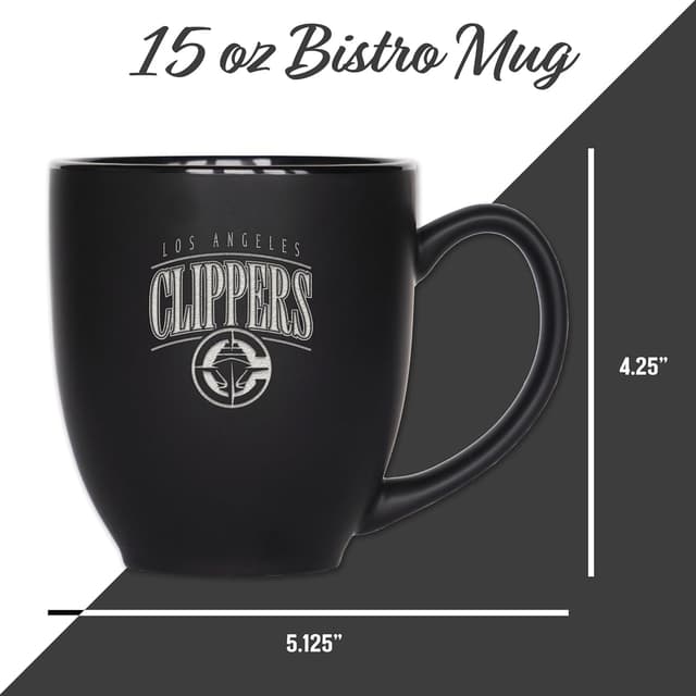 Detalle 2 de Rico Industries NBA Basketball 15oz Matte Black Ceramic Bistro Mug (Hot or Cold) – Dishwasher & Microwave Safe