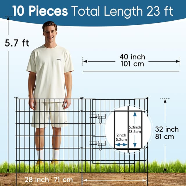 Thumbnail 2 de Thealyn Garden Fence 81cm H 71cm W — 9 panels + gate