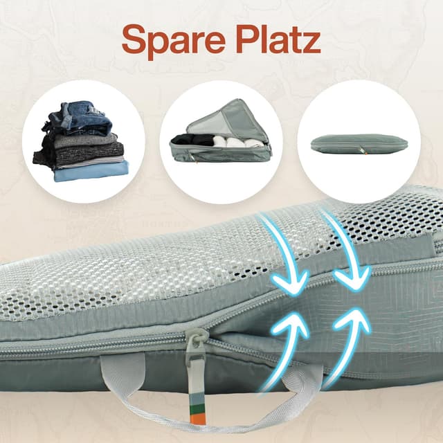 Detalle 2 de TRAVEL DUDE Packwürfel-Set mit Kompression (Stahlblau), 4-teilig für Rucksack & Koffer-Organizer