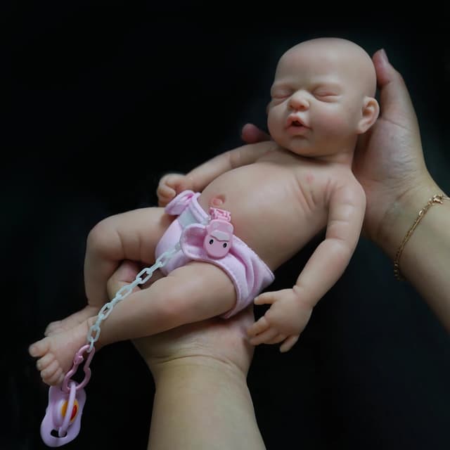 Detalle de MYREBABY 12" Lifelike Reborn Baby Doll (Full Silicone) with Clothes Set & Feeding Accessories