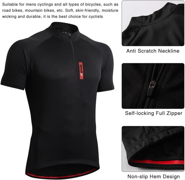 Detalle de FEIXIANG maglia ciclismo maniche corte con zip lunga e 3 tasche off-road