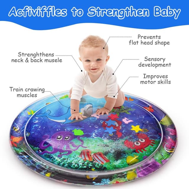 Detalle de Aolso Baby Tummy Time Mat – Inflatable water play mat for infants & toddlers (3 months+)