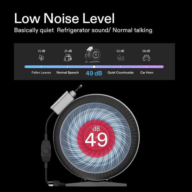 Detalle de VIVOSUN Ventilatore a canale da 100 mm con regolatore di velocità (345 m³/h) per estrazione in grow tent